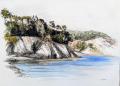 Aquarelle: Crozon, bord de mer Bretagne
