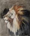 Peinture à tempéra : lion du Botswana  VENDU.
