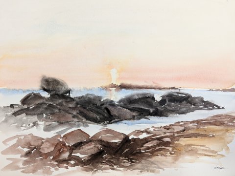 Aquarelle: Perros-Guirec, Côte de granit rose