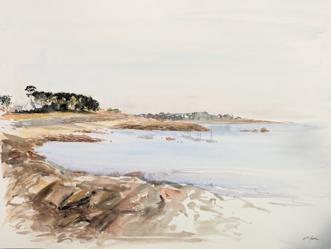 Aquarelle: Perros-Guirec, Côte de granit rose VENDU