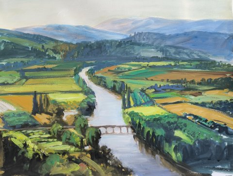 Gouache: Vallée de la Dordogne